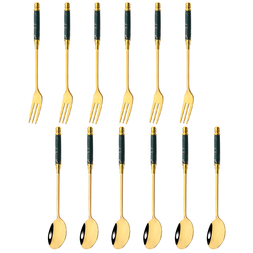 Food Snacks That Are Green - 12Pcs Creative Dessert Spoon Fork Western