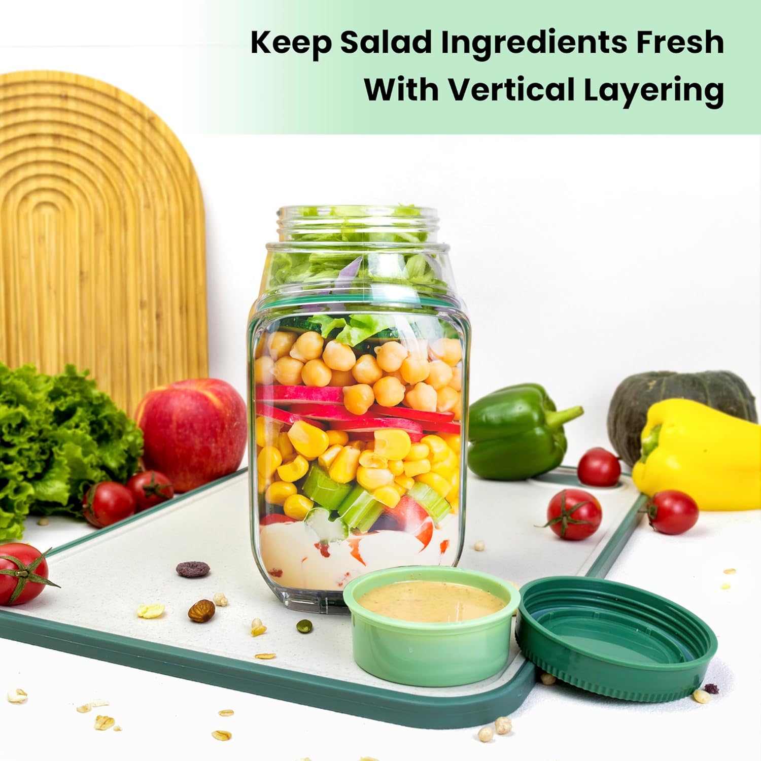 2-Pack 34oz Salad Jar Containe - Food Snacks That Are Green review and price
