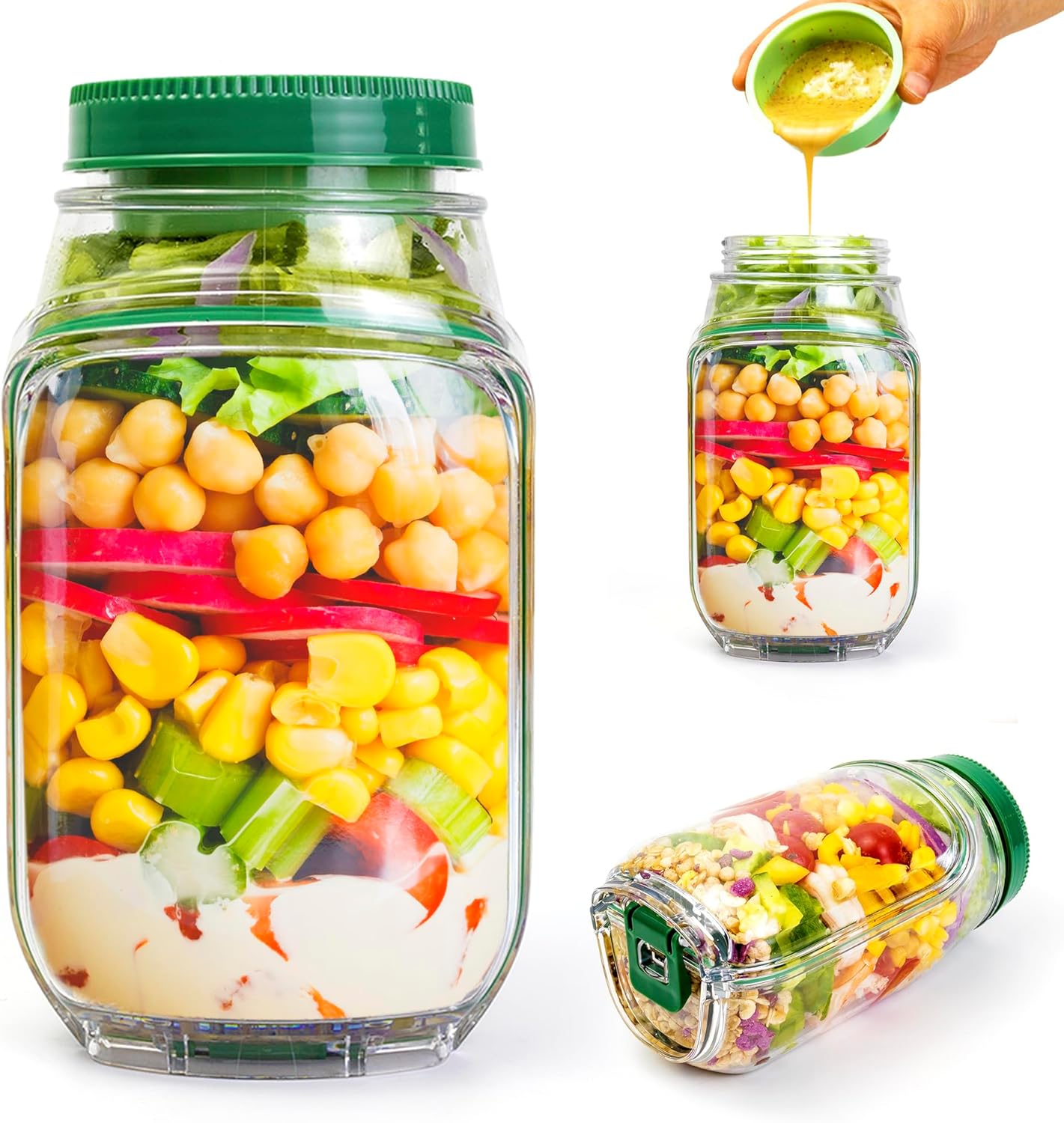 2-Pack 34oz Salad Jar Containe - Food Snacks That Are Green review and price
