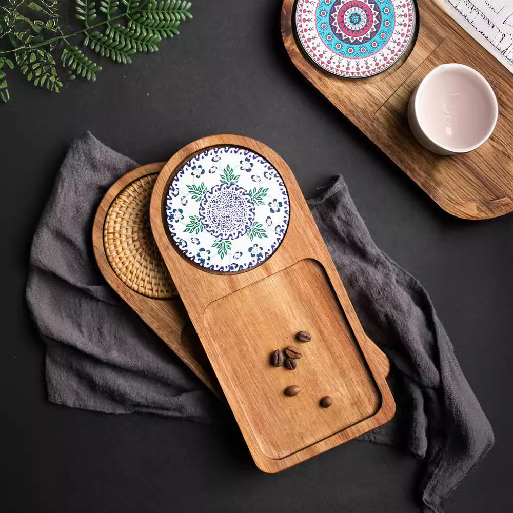 Acacia Wood Tea Tray Food Oval - Food Snacks In Japan review and price