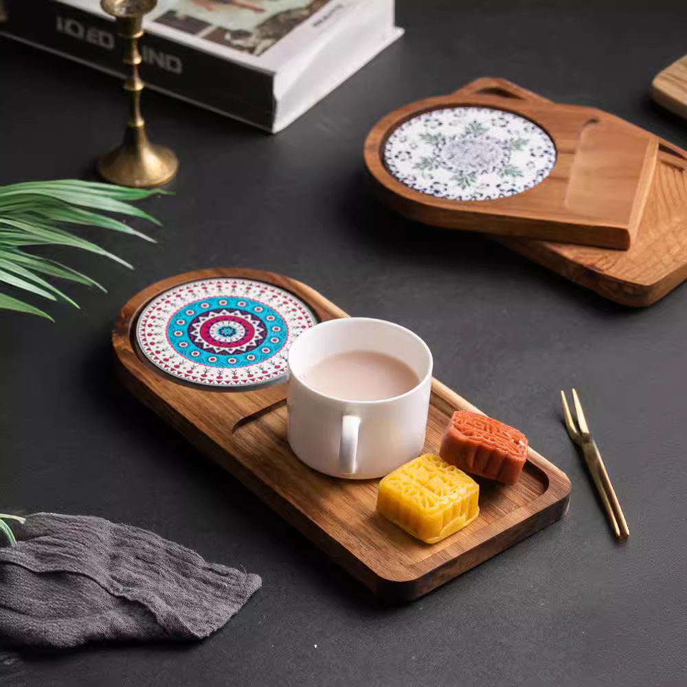 Acacia Wood Tea Tray Food Oval - Food Snacks In Japan review and price
